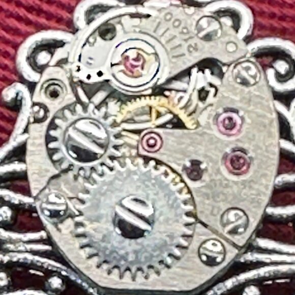 Steampunk Dangle Post Earrings Watch Gear 17 Jewels. - Picture 10 of 14